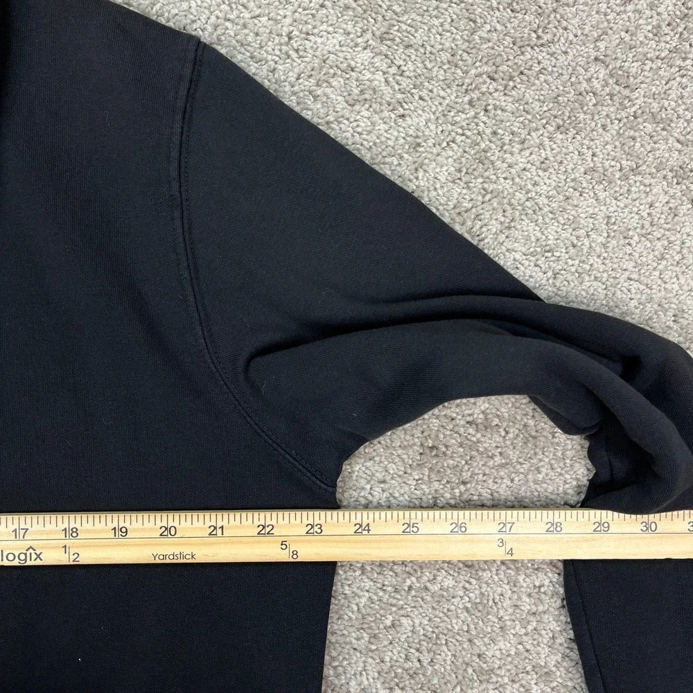 The North Face Hoodie Mens M Black Long Sleeve Fleece Pullover Circular Design